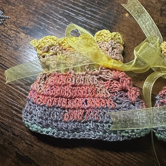 Handmade Crochet Baby Booties with Yellow Ribbon - Picture 9 of 9